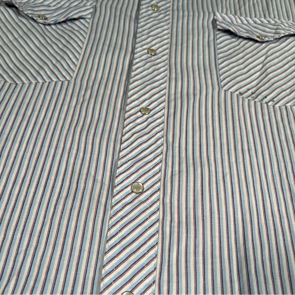 Vintage Wrangler Western Pearl Snap Button Down Shirt Men’s Small Striped Shirt - Picture 7 of 9
